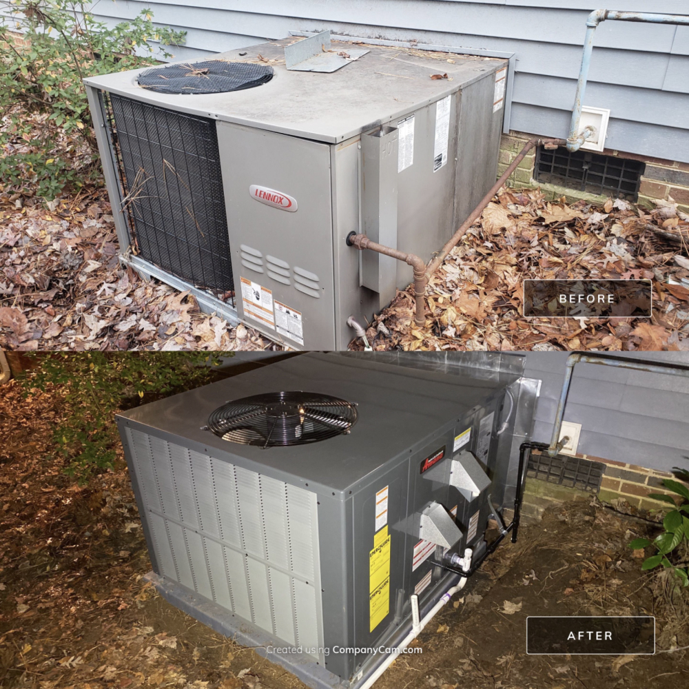 before and after image of an hvac unit
