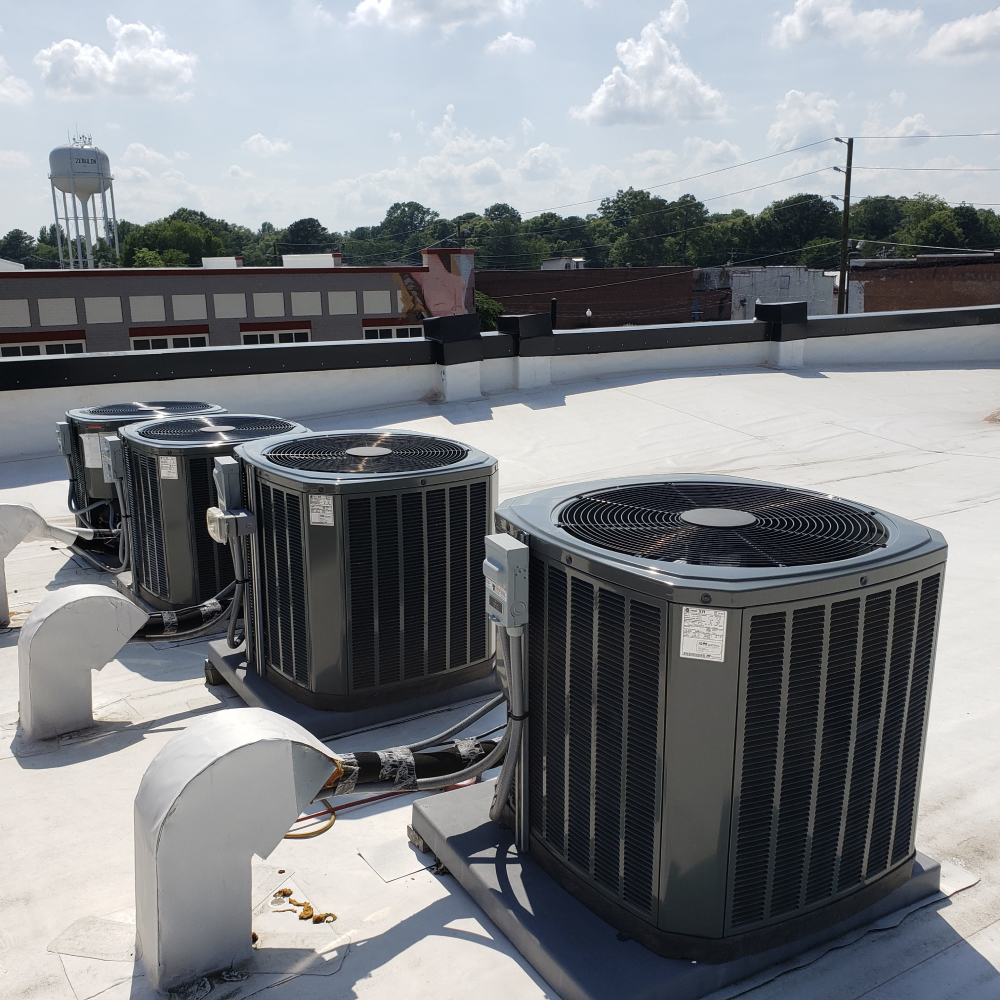 HVAC units on top of a commercial building