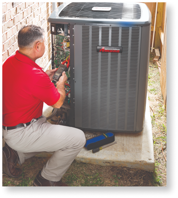 amana tech working on a hvac unit